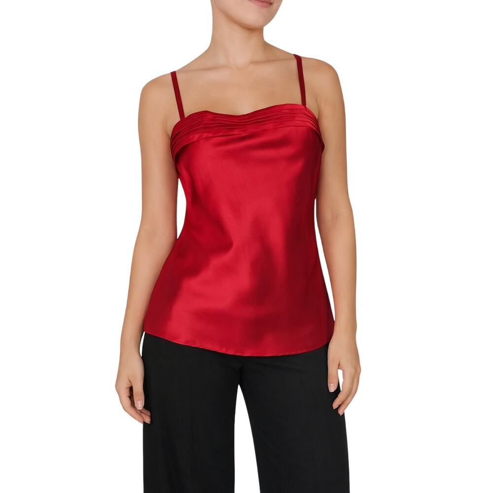 Y2k Cato Red Satin Cami Top Small Spaghetti Strap Silky Camisole